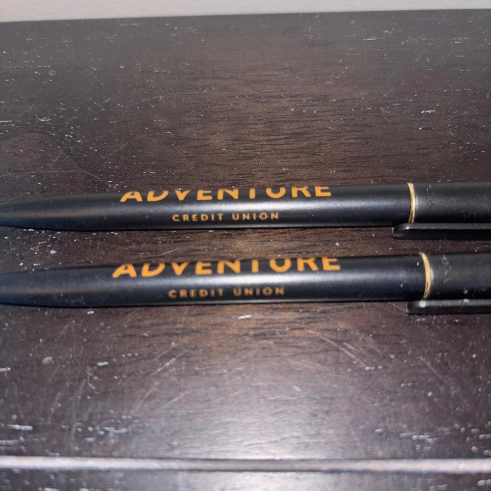 Adventure Credit Union‎ | Two Black, One Blue Ballpoint Pens | Lot of 3 | Works